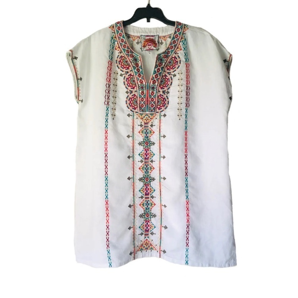 Johnny Was Verena Linen Easy Yoke Embroidered Tunic - Picture 2 of 12